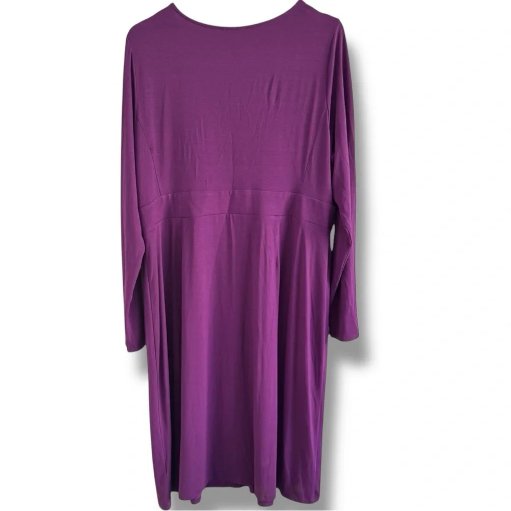 EILEEN FISHER PURPLE FAUX WRAP V NECK OFFICE BUSINESS DRESS SZ XL - Picture 4 of 5